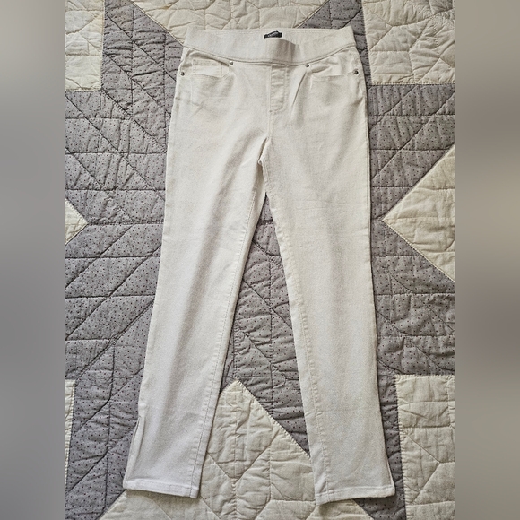 Martha Stewart Denim - Martha Stewart Denim Ankle Jeans W/ Zipper Cuff White Pull-on Stretch